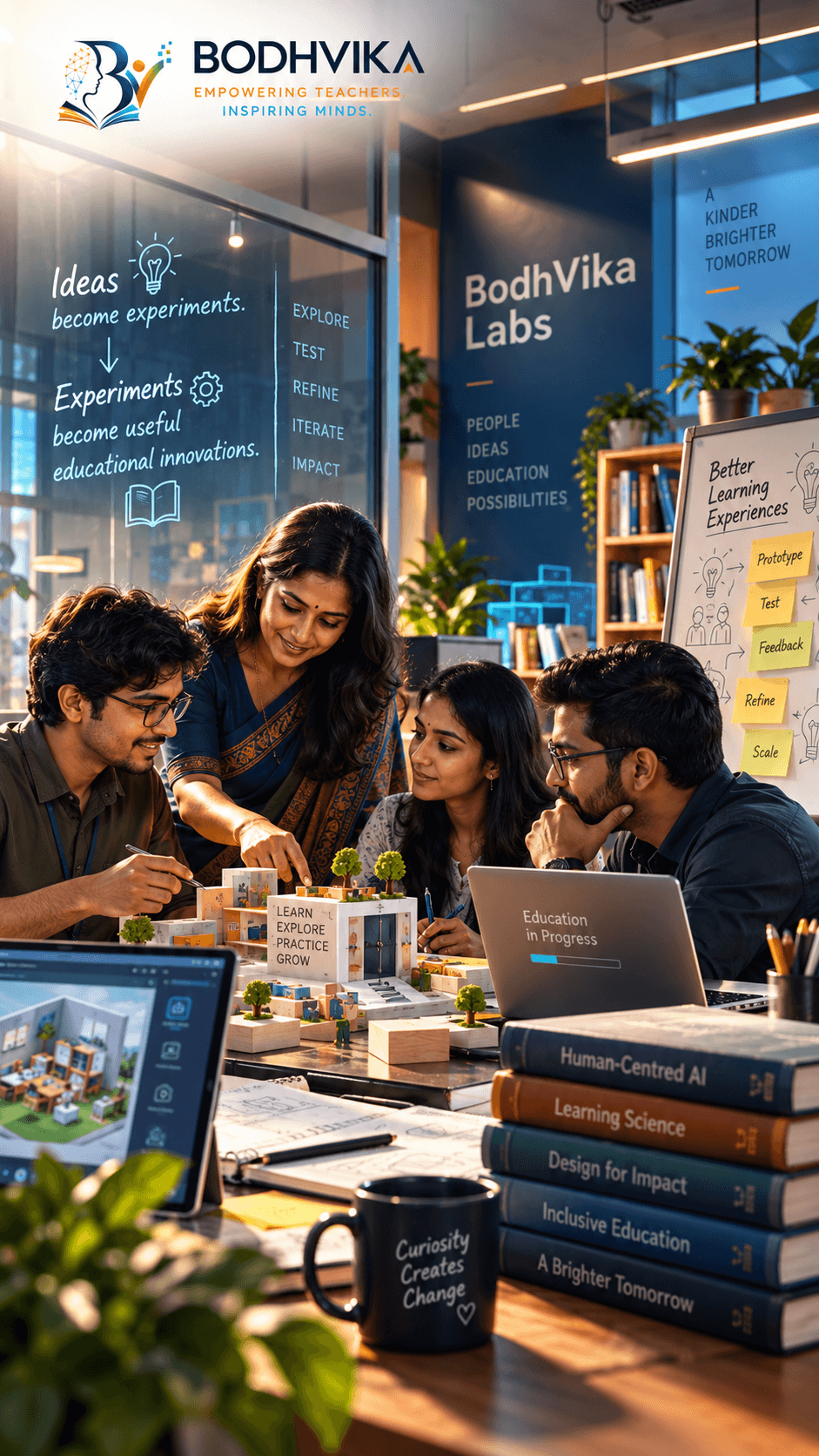 Labs process: idea, experiment, test, refine, innovation